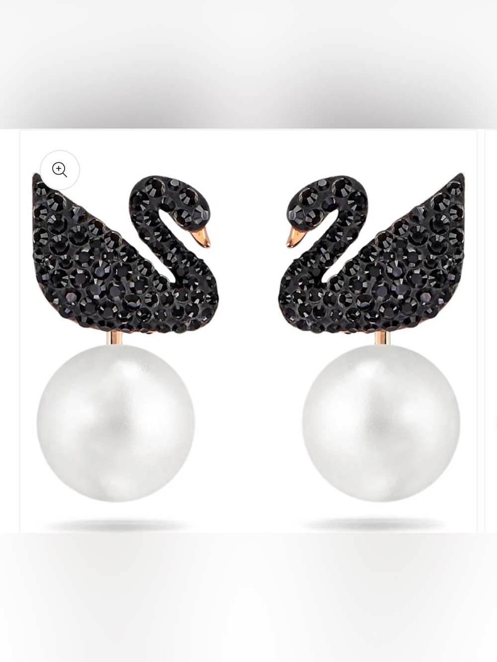 Swarovski Black Swan Pearl Drop Earrings